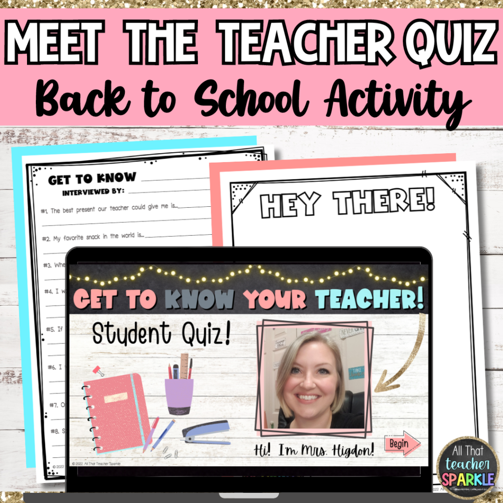 Back to School Activities Get to Know Your Teacher Quiz