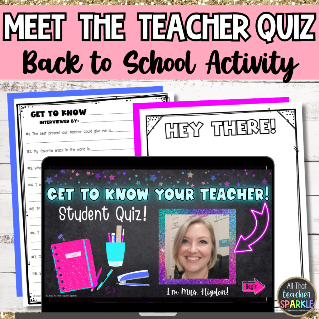 TPT Meet the Teacher Quiz Back to School Activity