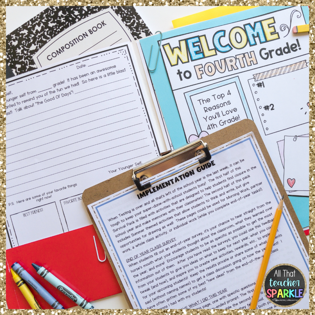 End of the year printable activities for 3rd 4th 5th grade teachers.