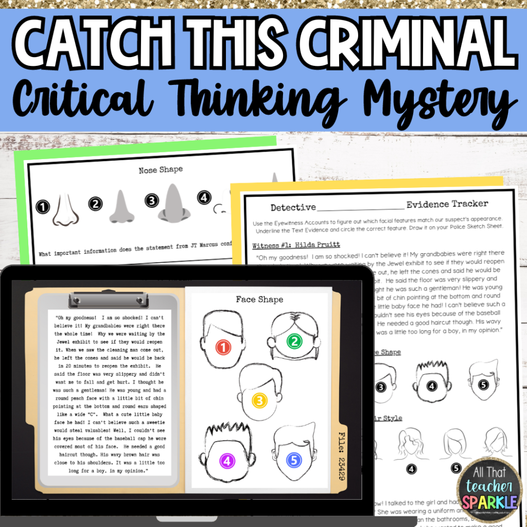 TPT Catch This Criminal Critical Thinking Mystery