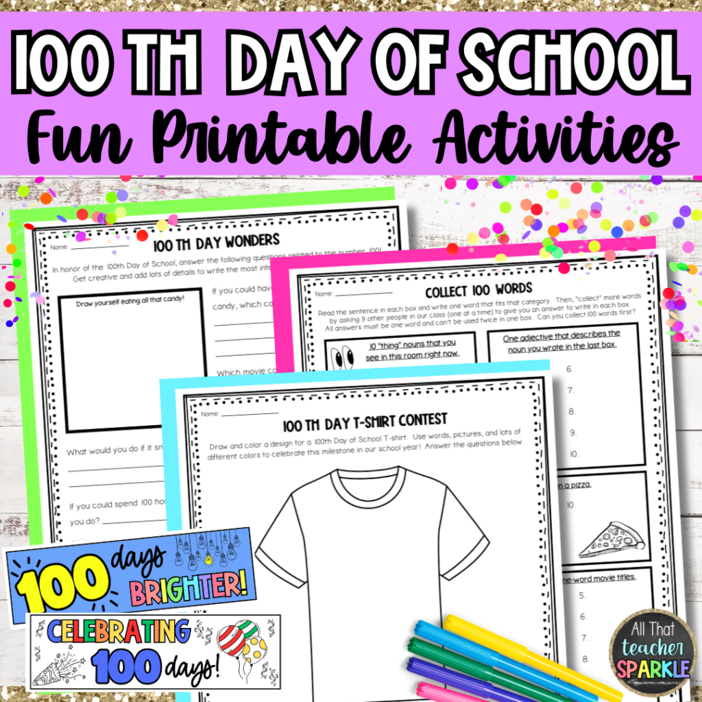 100th Day of School Activities Pack on TPT