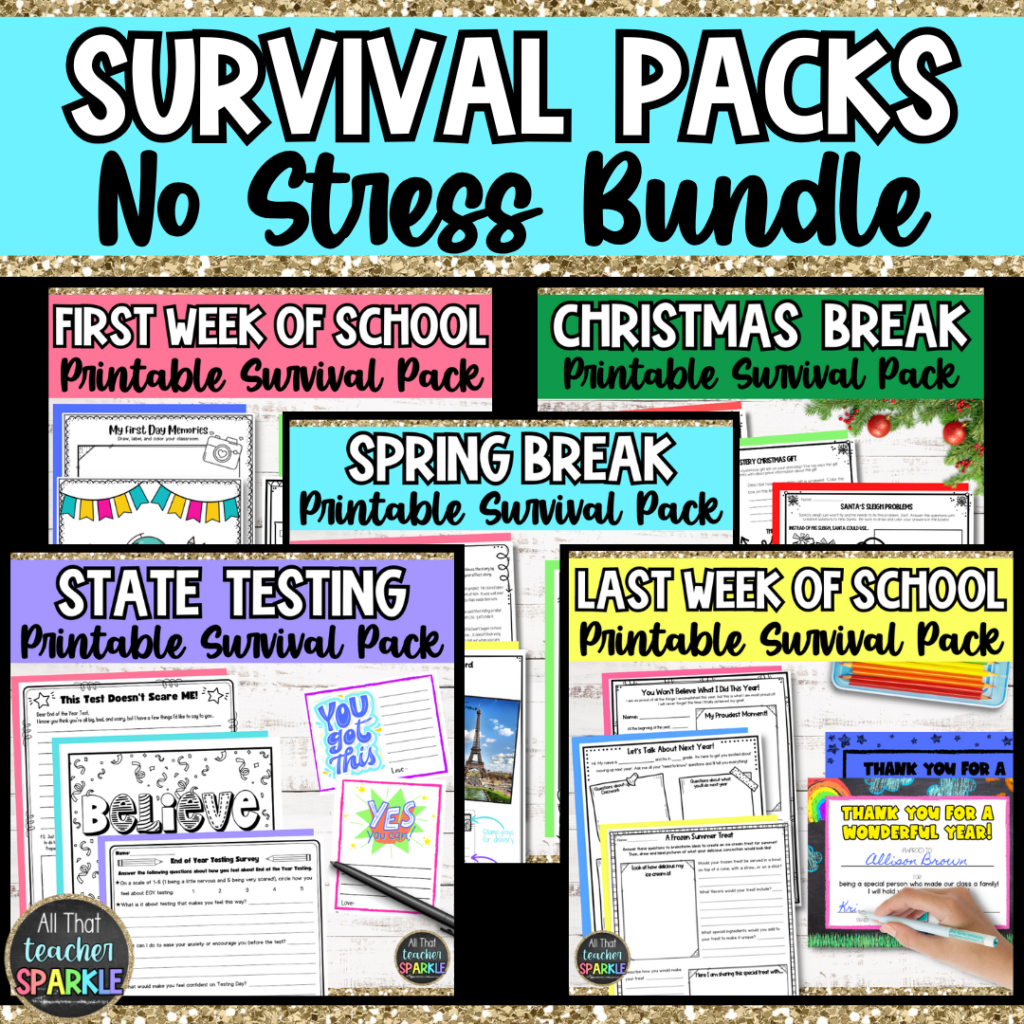 TPT Survival Packs with Themed Printable Activities